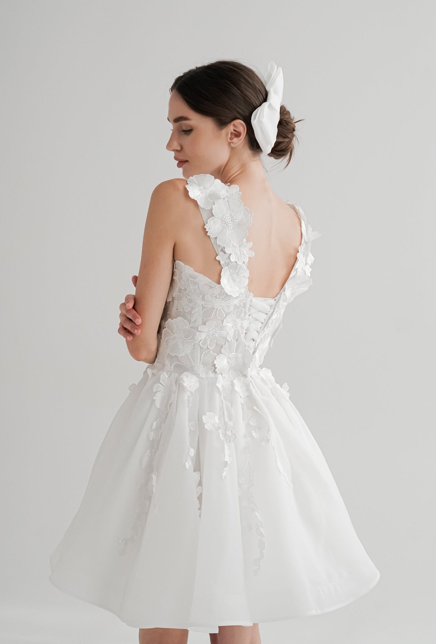 Lace Short Wedding Dress: Handmade Floral Elopement Gown