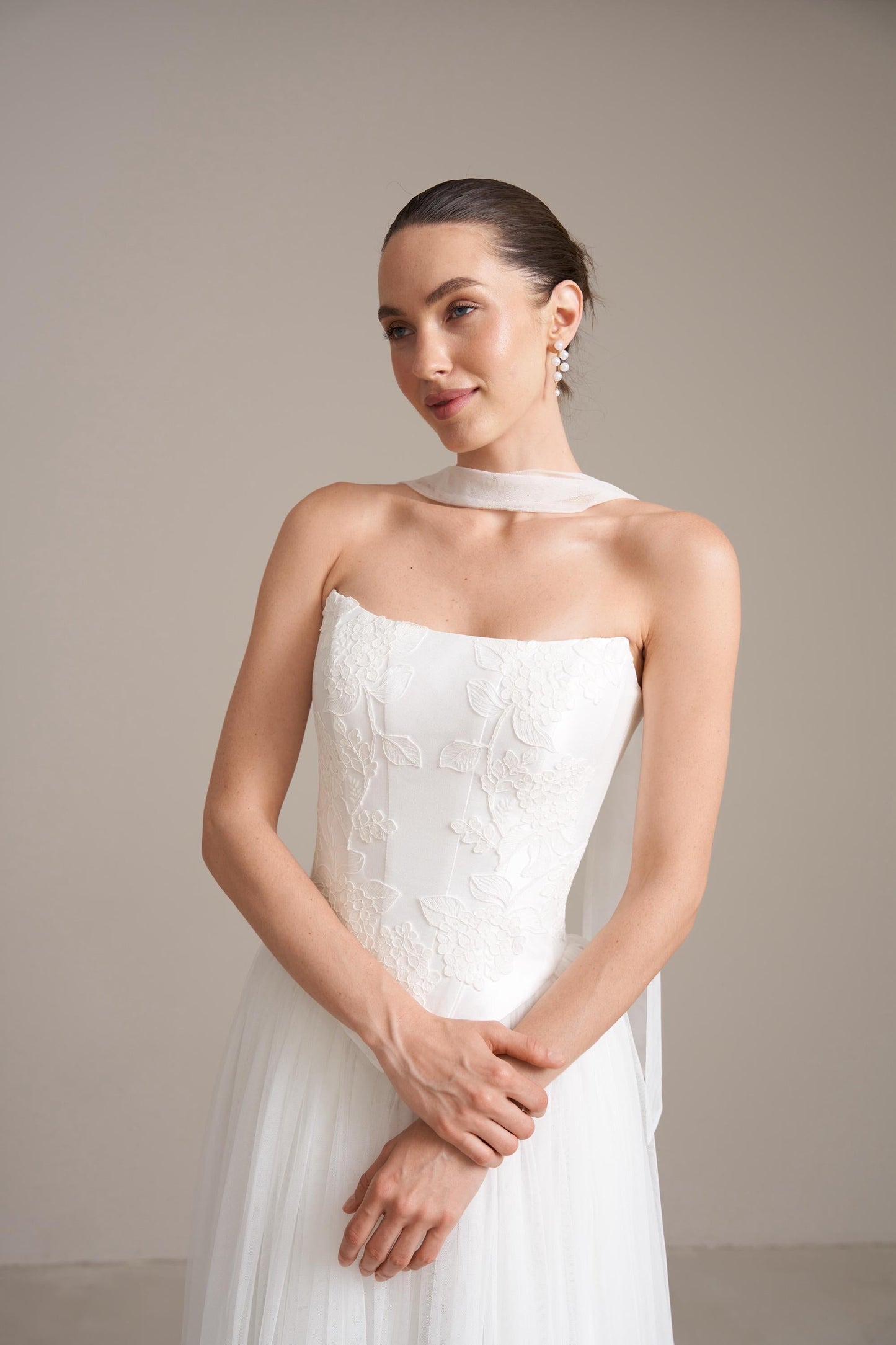 Hydrangea Lace Wedding Corset and Tulle Skirt: Modern Bridal Separates