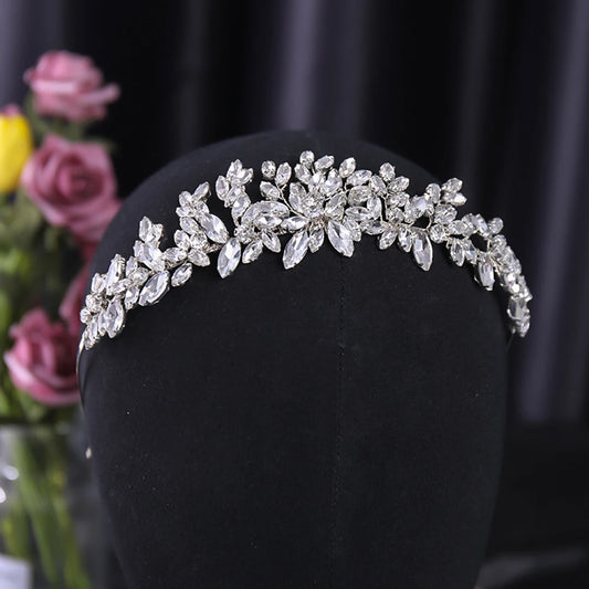 Bridal Headband Handmade Rhinestone Flower - Crystal Wedding Hairband Hair Hoop