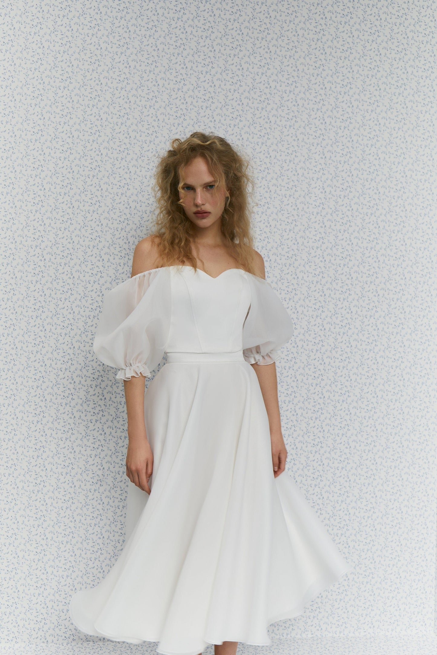 Anna Bridal Organza Top: Wedding Separates with Sleeves