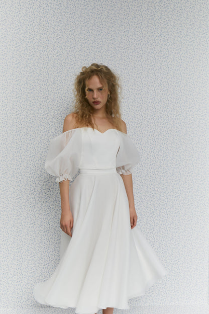 Anna Bridal Organza Top: Wedding Separates with Sleeves