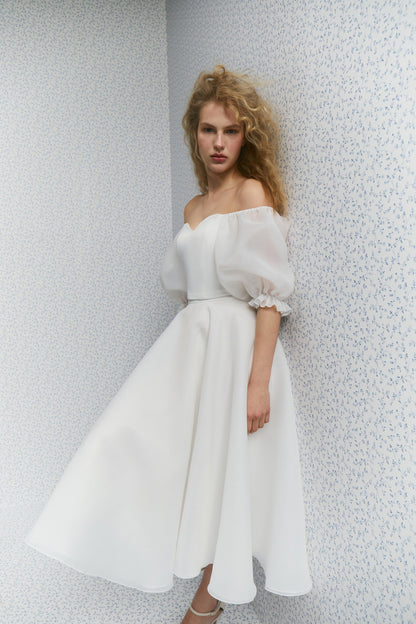 Anna Bridal Organza Top: Wedding Separates with Sleeves