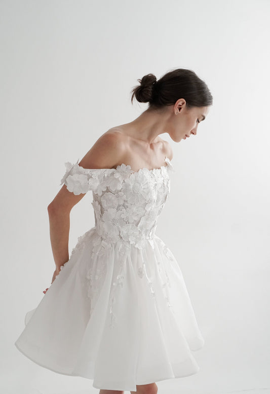 Lace Short Wedding Dress: Handmade Floral Elopement Gown