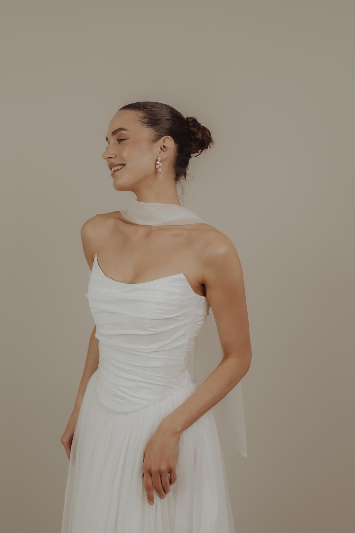 Set wedding corset and skirt, Minimalist Wedding Dress, Simple Wedding Dress, Sharf Neck wedding dress, Basques Waist Corset, Collette Set