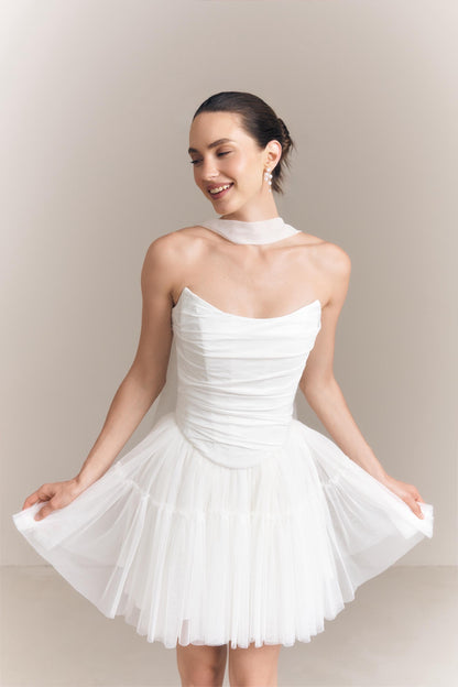 Wedding Corset and Tulle Skirt Set: Basque Waist, Taffeta & Tulle