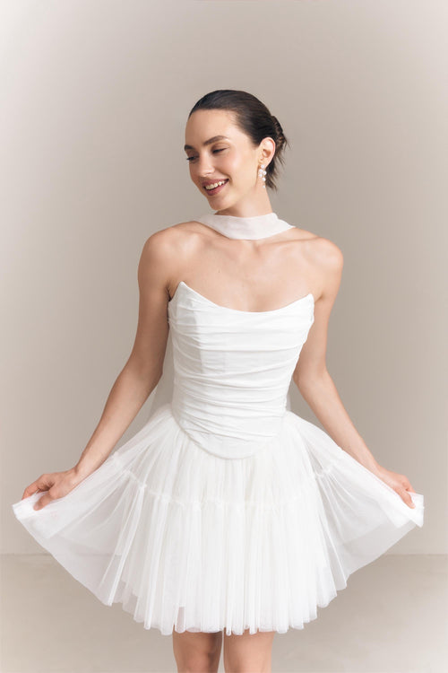 Wedding Corset and Tulle Skirt Set: Basque Waist, Taffeta & Tulle