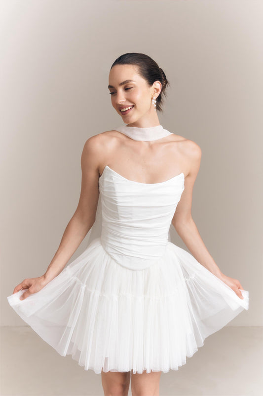 Wedding Corset and Tulle Skirt Set: Basque Waist, Taffeta & Tulle
