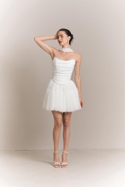 Wedding Corset and Tulle Skirt Set: Basque Waist, Taffeta & Tulle