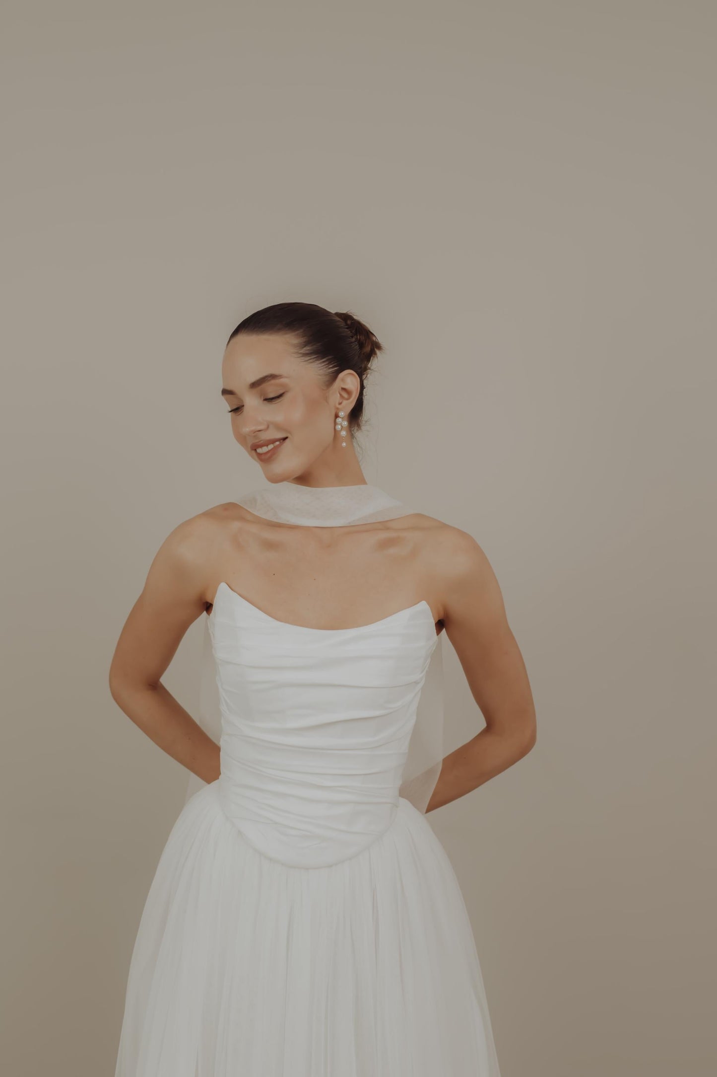 Set wedding corset and skirt, Minimalist Wedding Dress, Simple Wedding Dress, Sharf Neck wedding dress, Basques Waist Corset, Collette Set