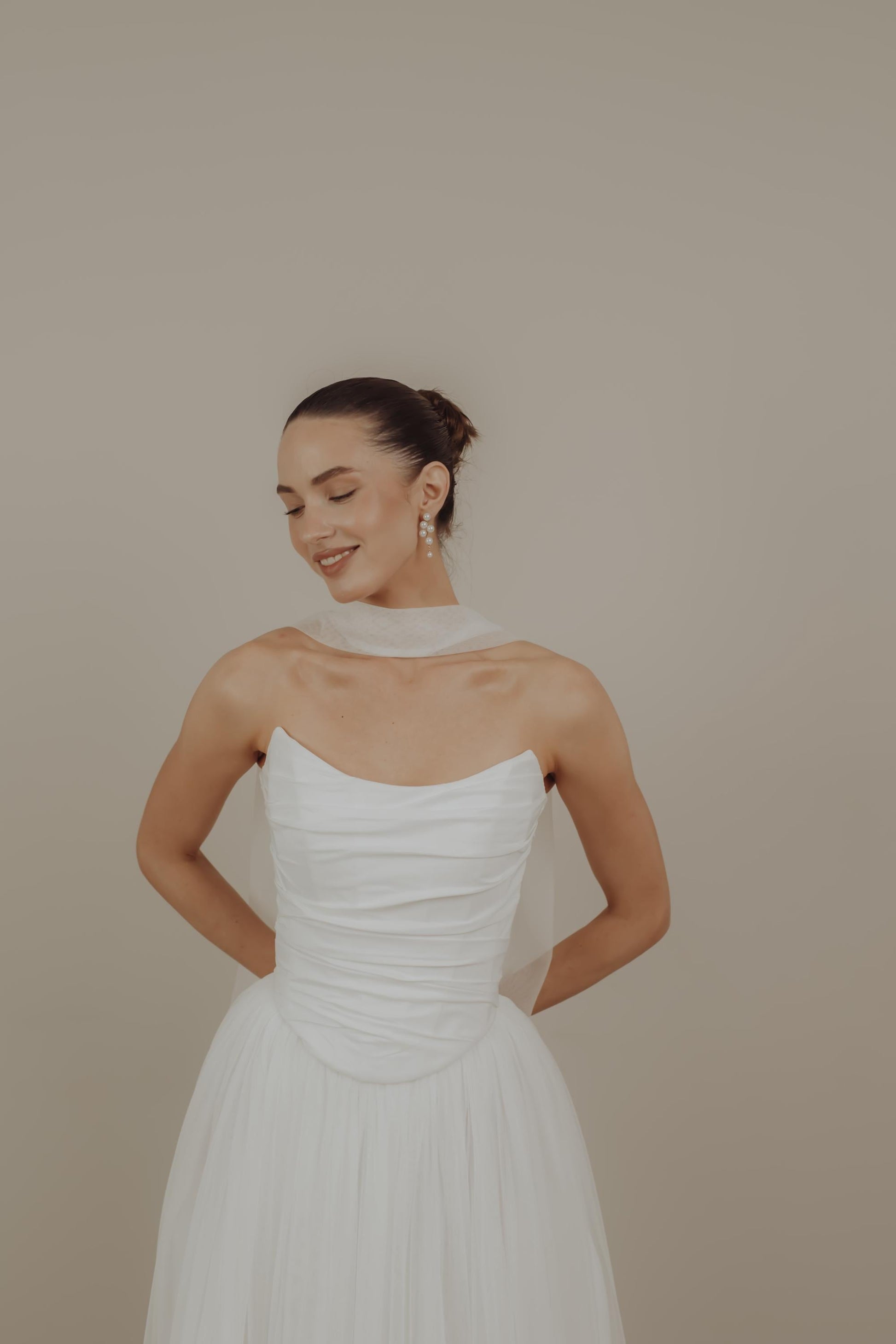 Set wedding corset and skirt, Minimalist Wedding Dress, Simple Wedding Dress, Sharf Neck wedding dress, Basques Waist Corset, Collette Set