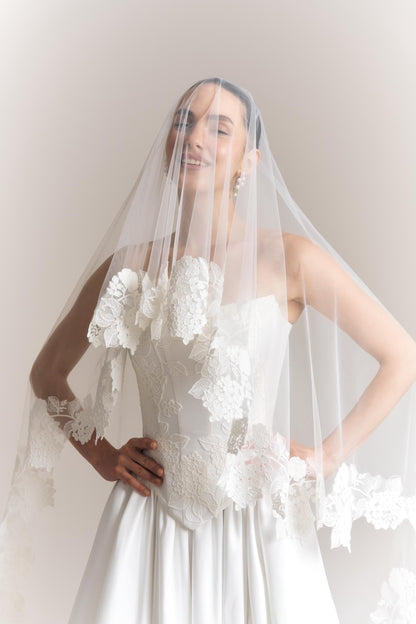 Hydrangea Lace Bridal Corset and Mikado Skirt Set: Modern Wedding Separates