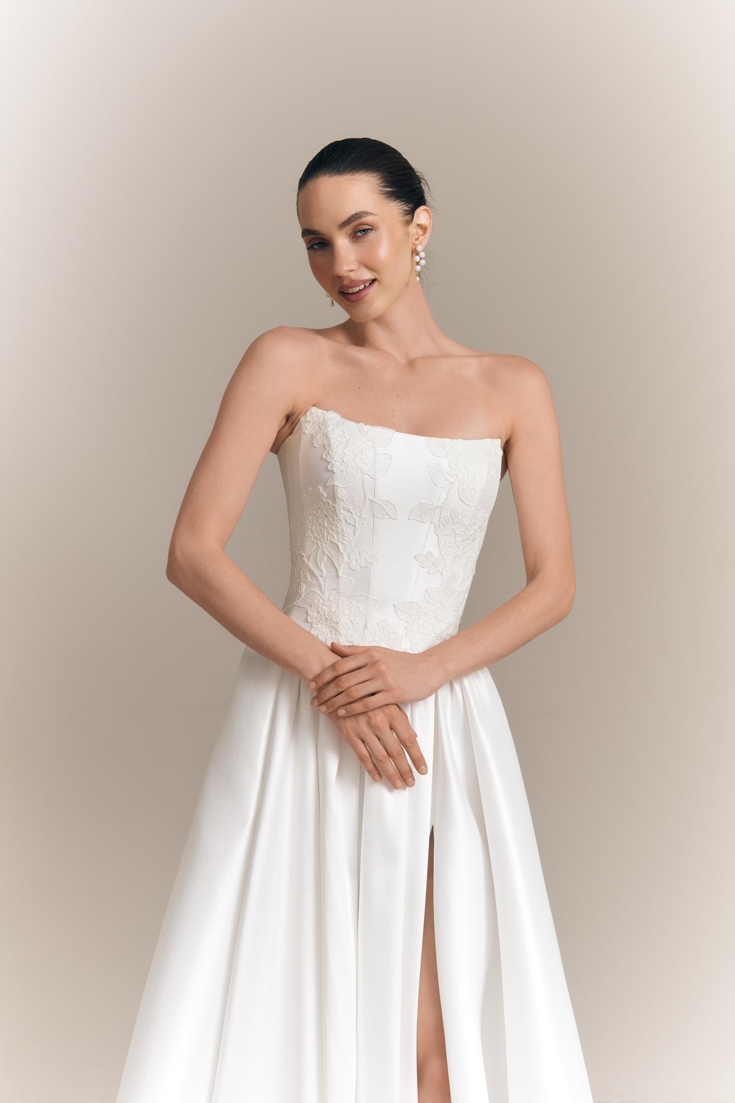 Hydrangea Lace Bridal Corset and Mikado Skirt Set: Modern Wedding Separates