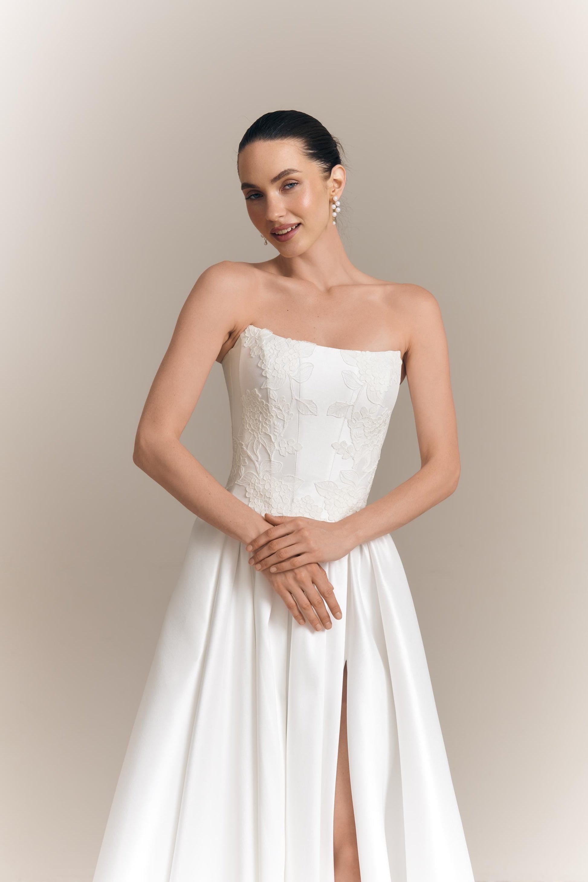 Hydrangea Lace Bridal Corset and Mikado Skirt Set: Modern Wedding Separates