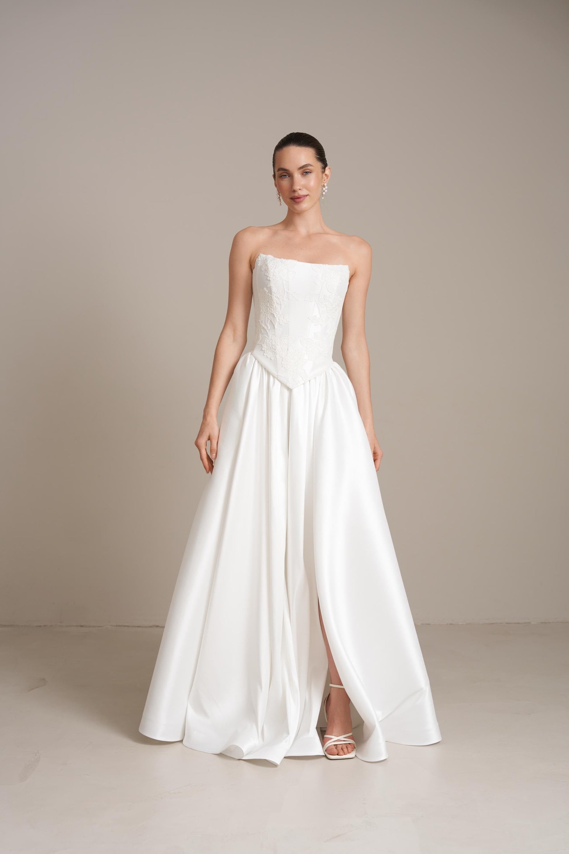 Hydrangea Lace Bridal Corset and Mikado Skirt Set: Modern Wedding Separates