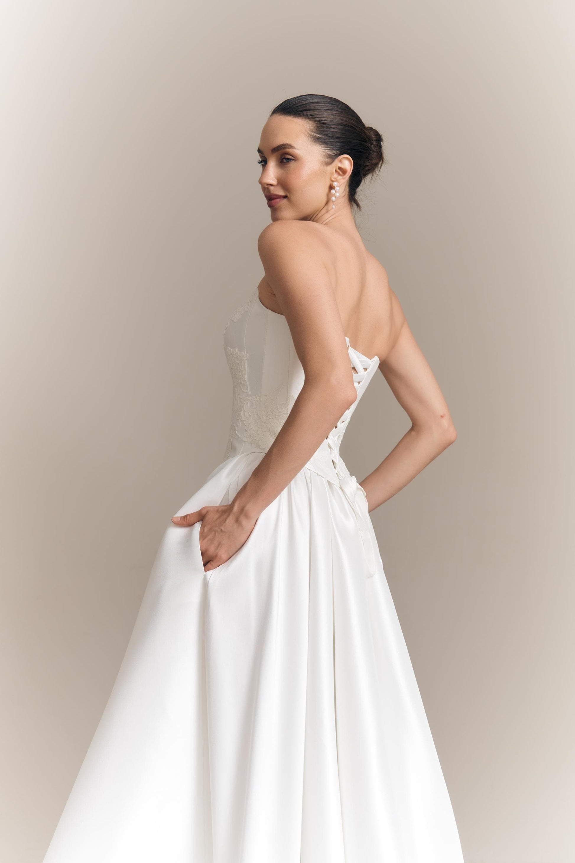 Hydrangea Lace Bridal Corset and Mikado Skirt Set: Modern Wedding Separates