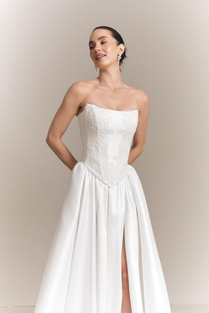 Hydrangea Lace Bridal Corset and Mikado Skirt Set: Modern Wedding Separates