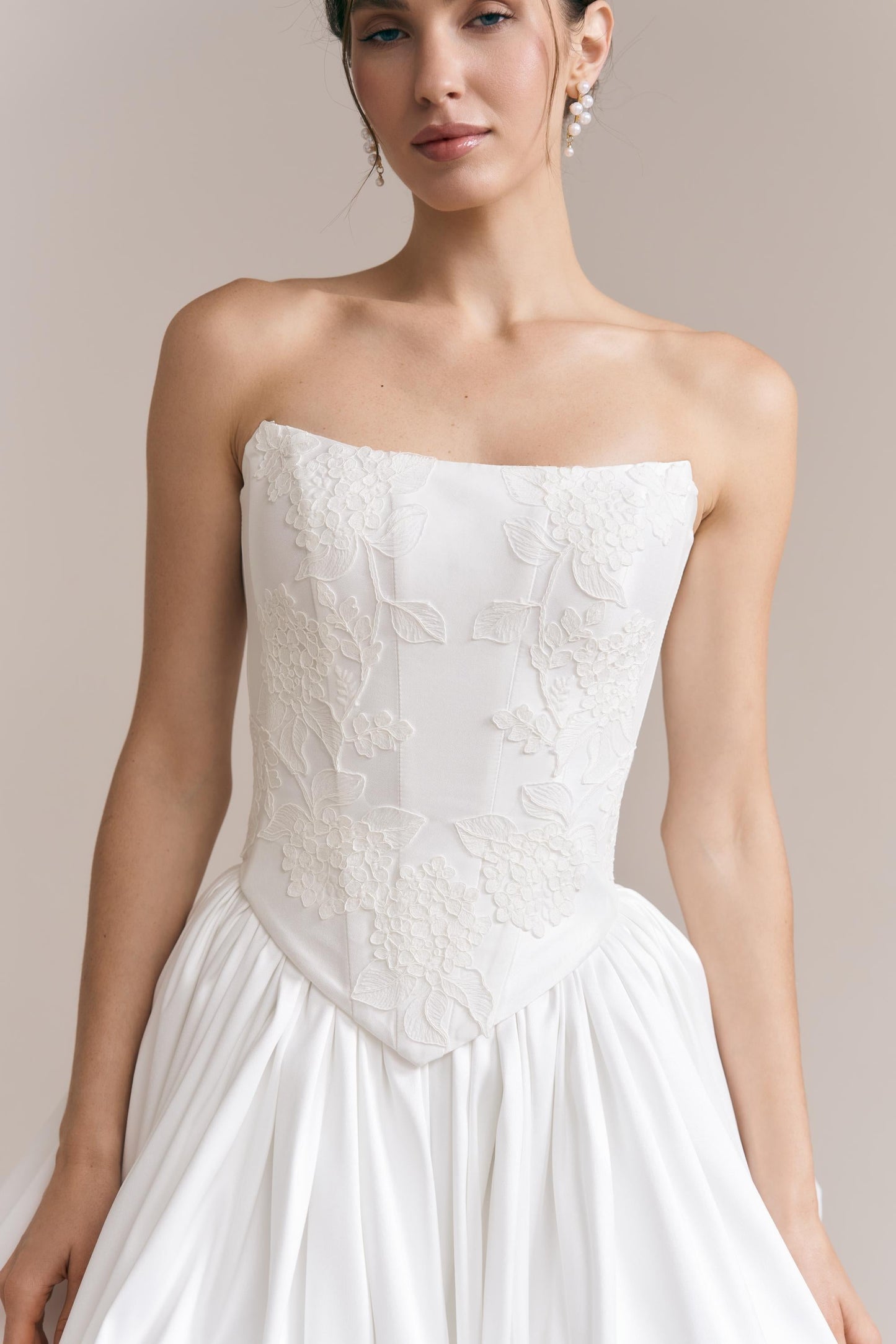 Bridal Corset & Mikado Skirt Set: Hydrangea Lace Wedding Separates